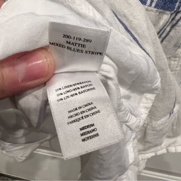 Rails Mattie Tiered Linen Ruffle Mini Dress: Mixed Blues Chambray Stripe - Picture 5 of 6